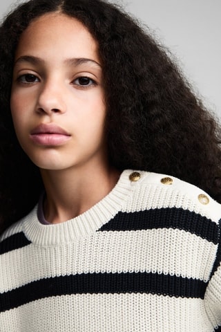 Pull-over en maille à rayures - Blanc cassé