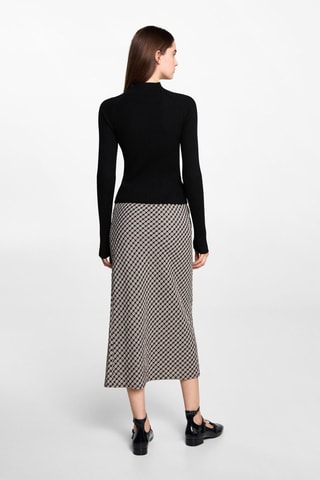 Pull-over à col montant en maille côtelée - Noir