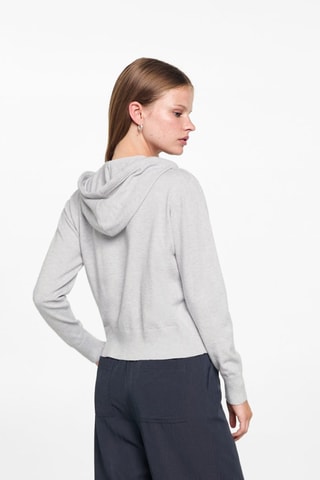Pull-over maille capuche - Gris