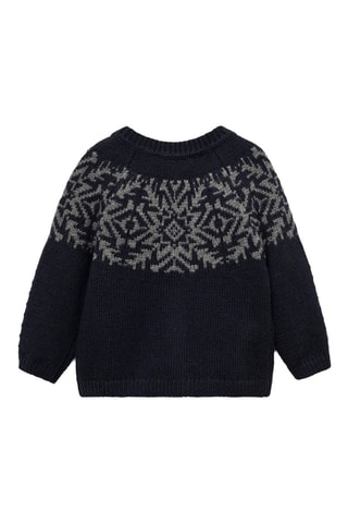 Cardigan jacquard boutons - Bleu marine