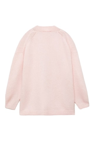 Cárdigan punto cuello pico - Rosa pastel