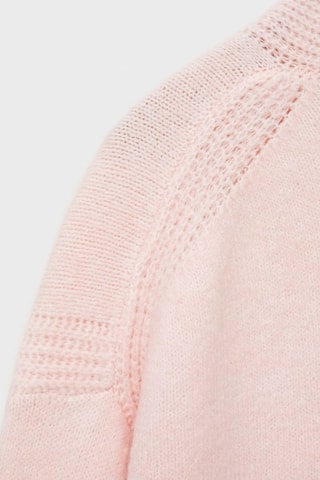 Cárdigan punto cuello pico - Rosa pastel