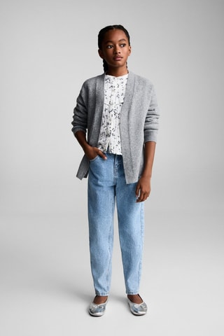 Cardigan maille col V - Gris chiné