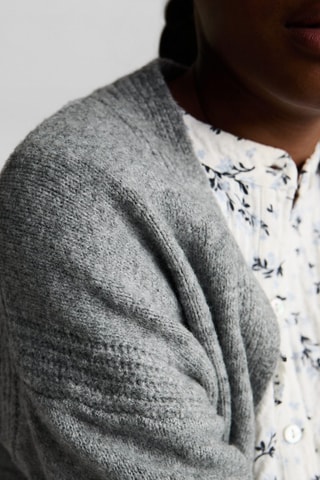 Cardigan maille col V - Gris chiné