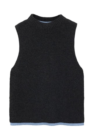 Gilet maille bas contrastant - Anthracite