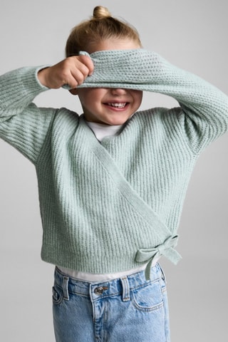 Cardigan cache-coeur noeud - Vert pastel