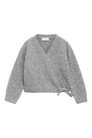 Cardigan maille noeud - Gris chiné