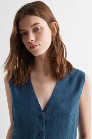 Gilet crop rayures - Bleu marine