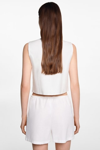 Gilet lin boutons  - Blanc cassé