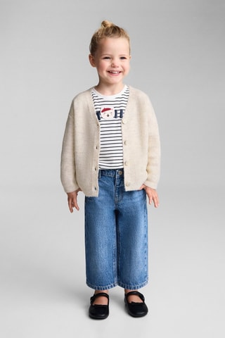 Cardigan côtelé boutons - Beige