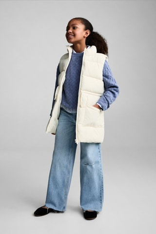 Gilet matelassé long - Ecru