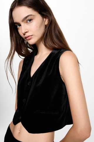 Gilet velours crop - Noir