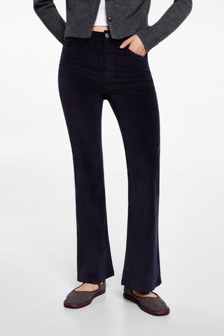 Pantalon velours évasé - Bleu marine