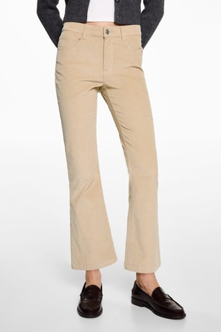 Pantalon flare micro-velours côtelé - Ecru