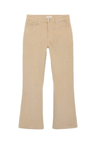Pantalon flare micro-velours côtelé - Ecru