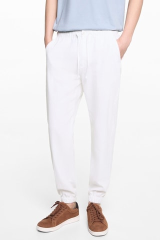 Pantalon jogging lin - Blanc
