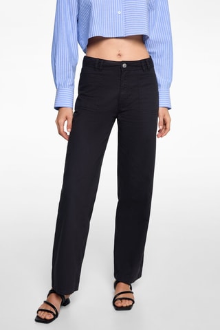 Pantalon droit poches - Bleu pétrole