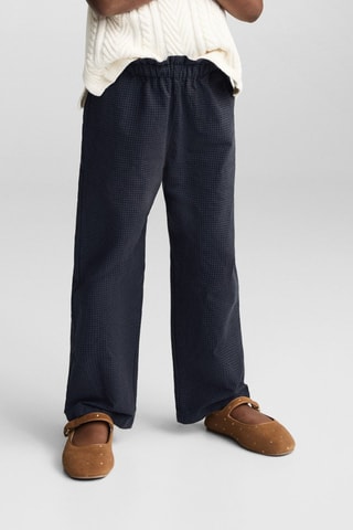 Pantalon droit à carreaux - Bleu marine