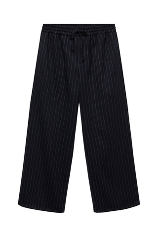 Pantalon droit à rayures - Bleu marine