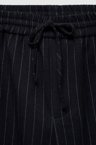 Pantalon droit à rayures - Bleu marine