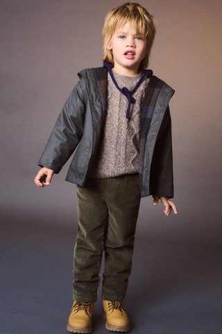 Pantalon velours côtelé doublé - Kaki