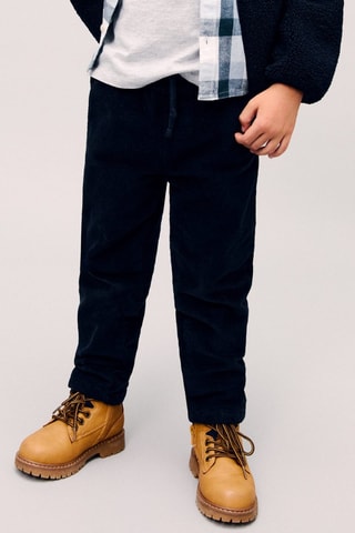 Pantalon velours côtelé doublé - Bleu marine