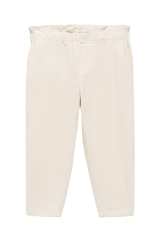 Pantalon velours côtelé paper bag - Écru