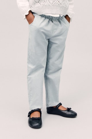 Pantalon velours côtelé paper bag - Ciel