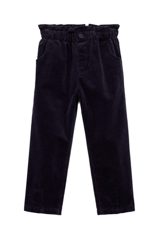 Pantalon velours côtelé paper bag - Bleu marine