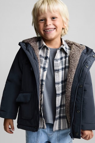 Anorak matelassée imitation mouton retourné - Bleu