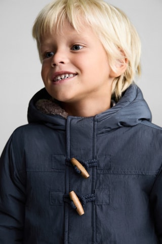 Anorak matelassée imitation mouton retourné - Bleu