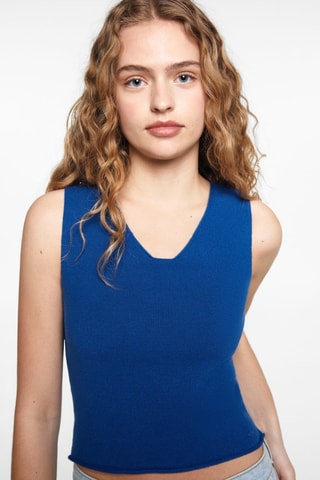 Top maille bretelles - Bleu électrique