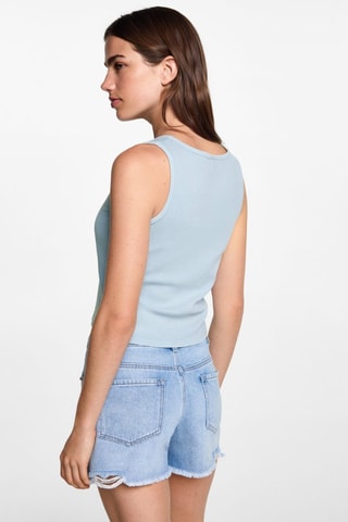 Top côtelé en coton - Bleu ciel