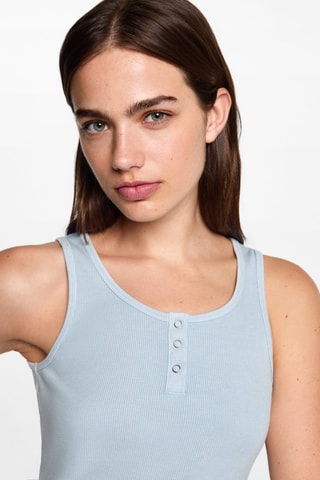 Top côtelé en coton - Bleu ciel