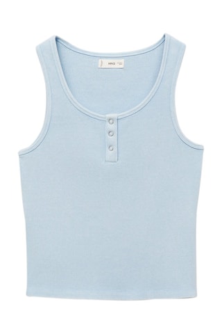 Top côtelé en coton - Bleu ciel