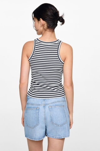 Top côtelé en coton - Bleu marine