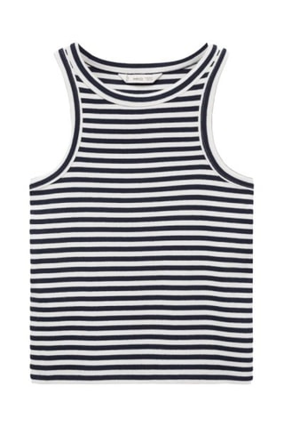 Top côtelé en coton - Bleu marine