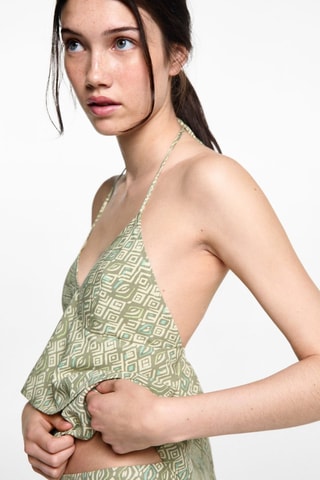 Top imprimé volants - Vert