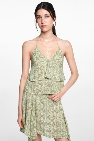 Top imprimé volants - Vert