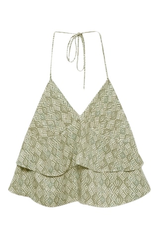 Top imprimé volants - Vert