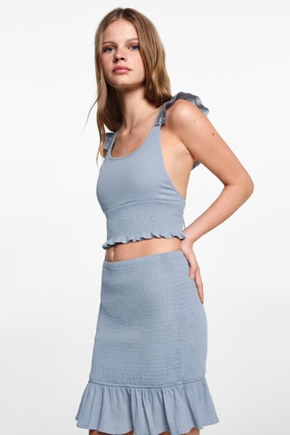 Top coton froncé - Bleu ciel