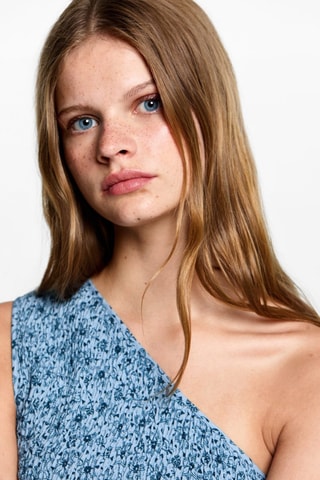 Top asymétrique imprimé - Bleu ciel