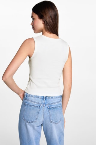 Top côtelé en coton - Blanc cassé