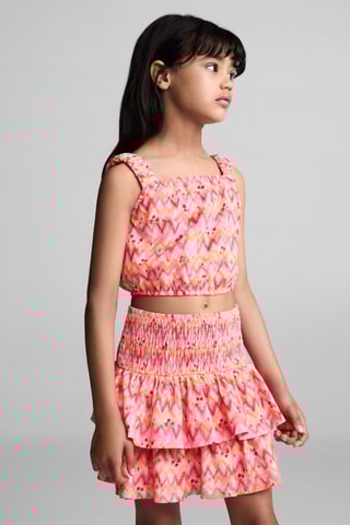 Top crop imprimé - Fuchsia