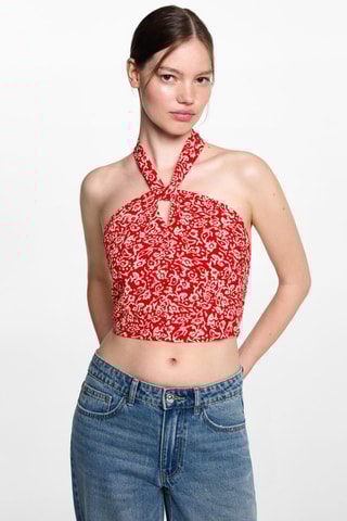 Top imprimé noeud - Rouge