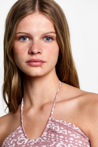 Top crop imprimé - Rose pastel