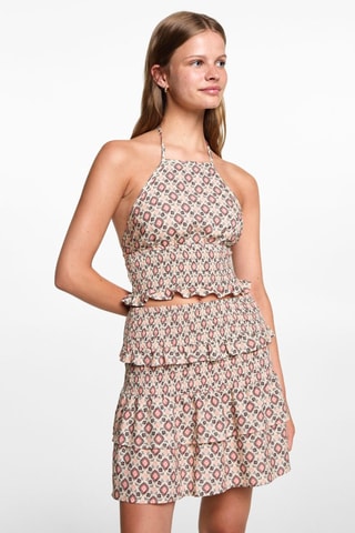 Crop top imprimé emmanchures américaines - Pêche