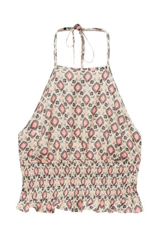 Crop top imprimé emmanchures américaines - Pêche