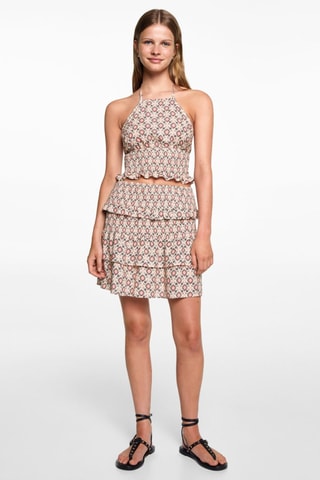 Crop top imprimé emmanchures américaines - Pêche