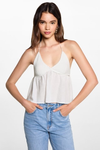 Top empiècement crochet - Blanc cassé